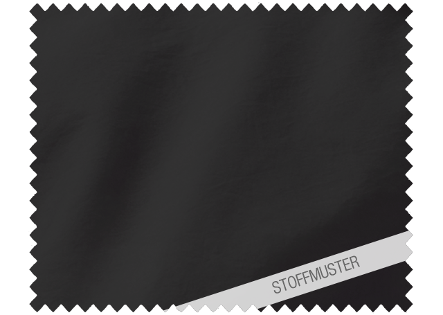 Hochwertiges Stoffmuster der Bettwäsche Corvo in elegantem Schwarz aus gewaschener Baumwolle, mit charakteristischer leichter Knitteroptik und butterweichem Griff. Perfekt für den lässig-modernen Schlafzimmer-Look. Stoffmuster, Hersteller: Stoffkontor.