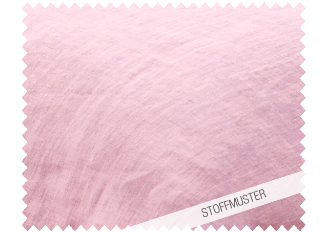 Stoffmuster zu Bettwäsche Reines Leinen Malve - Hochwertiges vorgewaschenes Leinenmuster in zartem Malventon mit charakteristischer Struktur. Naturliche Textur des italienischen Leinens zeigt feine Webung und edlen Knittereffekt. Stoffmuster, Hersteller: Stoffkontor