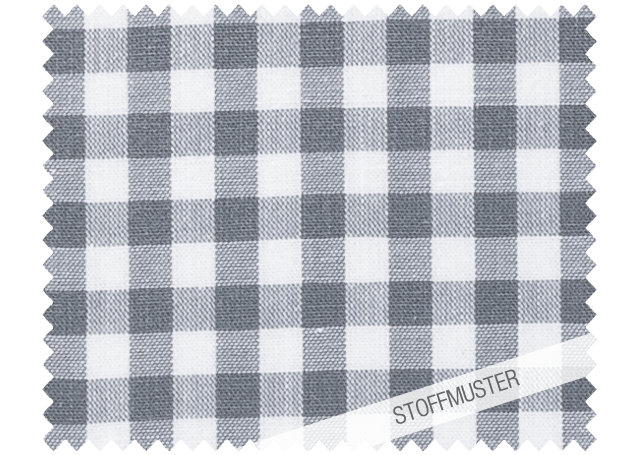 Stoffmuster zu Bettwäsche Nordisch by Nature Vichy Karo Silbergrau: Hochwertiges Karomuster in Silbergrau und Weiß auf reiner Baumwolle. Klassisches Vichy-Design für nordisch-moderne Bettwäsche. Stoffmuster von Stoffkontor.
