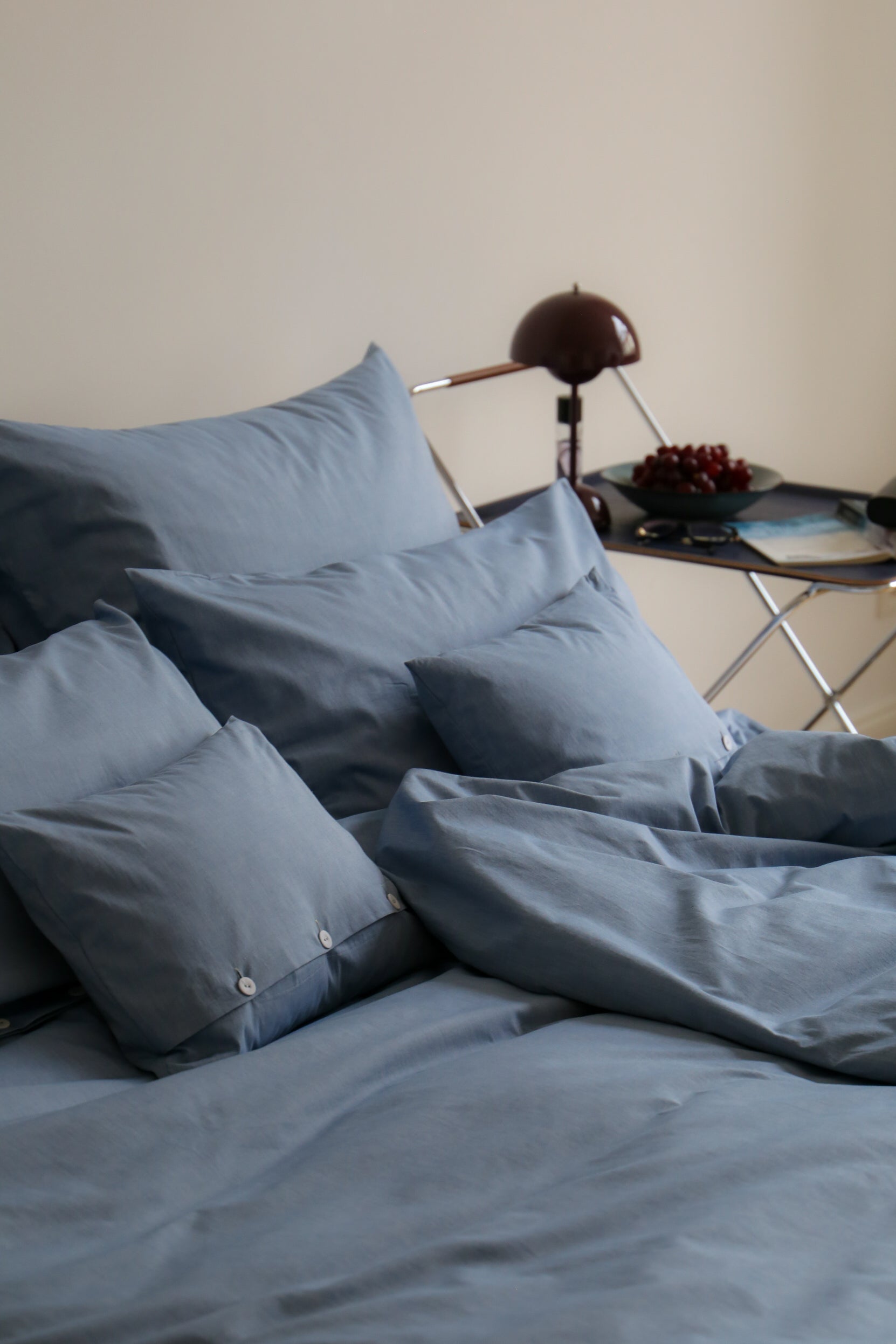 Damast Bettwäsche in Blau, Chambray Harbor Blue