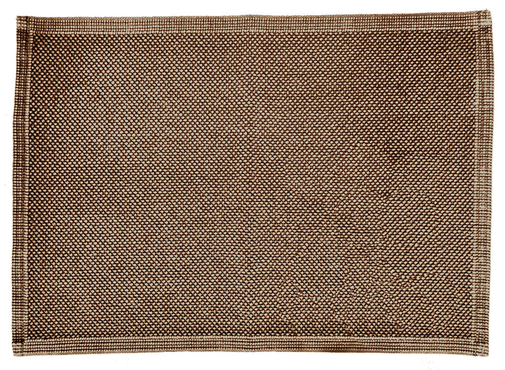 Hochwertiger Badvorleger Miso Sand fade out mit elegantem Perlmuster und schlichter Bordüre, gefertigt aus schwerer Baumwolle in sanftem Sandton mit Farbverlauf. Pflegeleichte Qualität für langanhaltende Formbeständigkeit. - Badvorleger, Hersteller: Evelyn Kahle