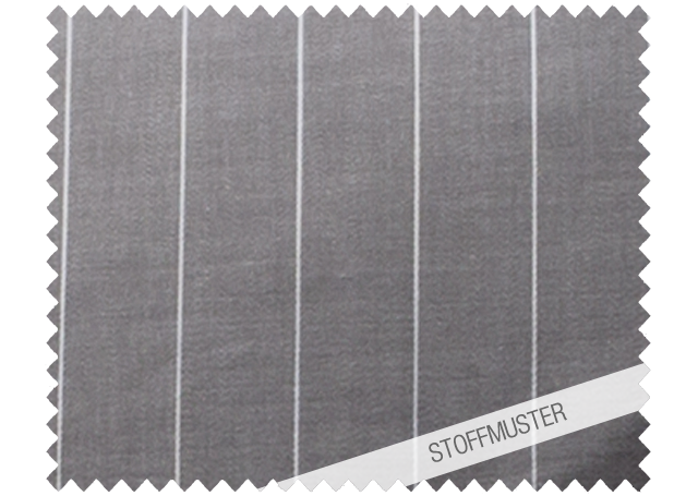 Hochwertiges Stoffmuster der Bettwäsche Caviar Nadelstreifen in elegantem Grau mit feinen weißen Längsstreifen im Damast-Gewebe. Der Stoff zeigt eine edle Satinbindung mit melierter Optik. Stoffmuster, Hersteller: Stoffkontor