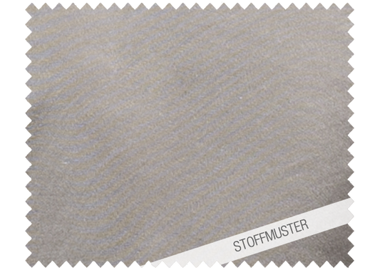 Hochwertiges Stoffmuster der Bettwäsche Quaglia in elegantem Graubraun mit weißem Kettfaden in Satinbindung. Melierte Webung zeigt feine Strukturen und edle Schattierungen. Damast-Qualität made in Italy. Stoffmuster, Hersteller: Stoffkontor