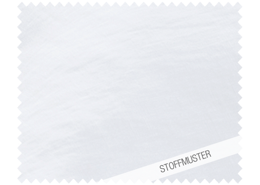 Hochwertiges vorgewaschenes weisses Leinenstoffmuster mit GOTS-Zertifizierung, butterweiche Textur und natuerlicher Faltenoptik. Perfekt fuer nachhaltige Bettwaesche. Stoffmuster zu Bettwaesche Reines Leinen weiss, vorgewaschen GOTS - Stoffmuster, Hersteller: Stoffkontor