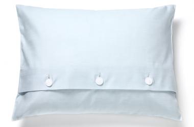 Bettwäsche Vento Damast Kissenbezug in zartem Wassergrün mit eleganter weißer Knopfleiste, hochwertig gewebter Damast-Stoff mit melierter Satinbindung, perfekt für moderne Schlafzimmer