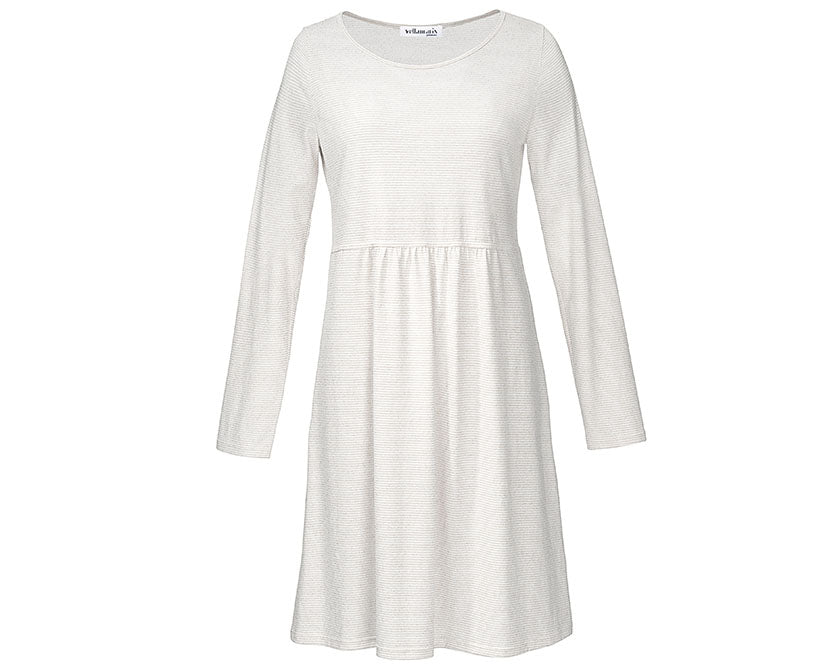 Yellamaris Princess Midi Grau: Elegantes Nachthemd aus Bio-Baumwolle mit langen Ärmeln und Empire-Taille in Grau. Feminine A-Linie Silhouette mit rundem Ausschnitt, ideal für entspannte Nächte. Nachtwäsche, Hersteller: Yellamaris