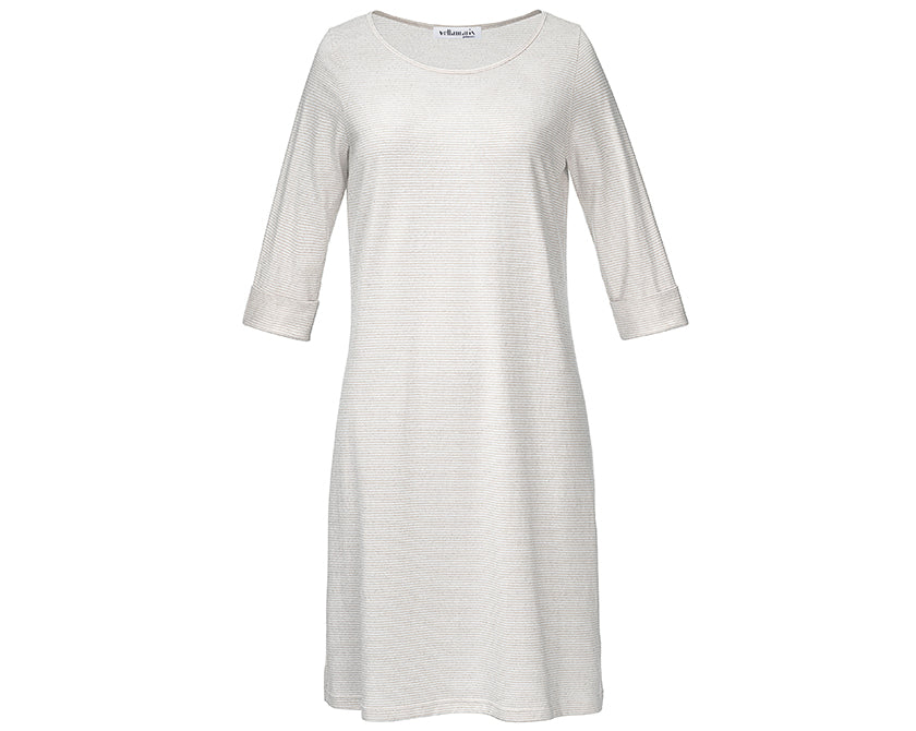 Yellamaris Sleepshirt Grau aus Bio-Baumwolle: Elegantes graues Nachthemd mit 3/4-Ärmeln und geradem Schnitt, gefertigt aus hochwertigem GOTS-zertifiziertem Jersey für optimalen Schlafkomfort. Nachtwäsche, Hersteller: Yellamaris